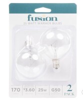 Fusion 2pk 25W Light Bulbs for Wax Warmers New in Box