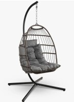 Serenelife Foldable Egg Chair With Stand &ndash; Hanging Rattan Wicker Swing For Indoor Outdoor Use &ndash; 350 Lbs Capacity, Breathable Cushion & Headrest &ndash; Patio, Balcony, Porch, Bedroom Lounge Furniture New in Box $799