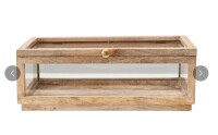 Creative Co-Op Mango Wood and Glass Display Box with Lid New in Box $99