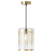 Mercer41 7.5"W Flora Glam Gold And Clear Glass Drum Shade Pendant New In Box $199
