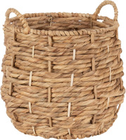 Kate and Laurel Livia Modern Woven Storage Basket, 13 x 13, Natural Water Hyacinth, Boho Wicker Basket for Use as Nursery Storage, Mini Laundry Basket, or Living Room Blanket Basket New In Box $199
