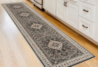 Bungalow Rose Washable Hallway Runner Rug - Hallway Rug with Non Slip Backing Vintage Distressed Mats Soft Kitchen Carpets Extra Long Room Floor Carpet for Living Room Dining Room Bedroom (Black) Runner 2' x 10' $199