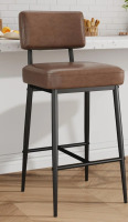 17 Stories Mid-Century 26" Counter Height Bar Stool, Dark Brown Waterproof Faux Leather Bar Stool with Backrest, 400 Lbs Capacity, Metal Legs for Kitchen Island Dining Room $299