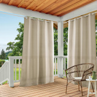 TOWN & COUNTRY BASICS Cabana Solid Heavyweight Indoor Outdoor Curtains, Light Filtering Opacity with Grommet Top, Water Repellent, 2-Pack Set, 54"x108", Taupe New In Box $79