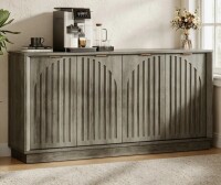 Latitude Run&reg; 56.42" Wide Fluted Arch Door Buffet Cabinet with 3-Level Adjustable Shelves, Metal Handles, Sturdy Base &ndash; Modern Sideboard for Kitchen, Dining Room, Living Room Storage, Grey New In Box $499