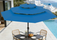 Arlmont & Co. 9 ft. All-Steel 3-Tier Patio Umbrella with Crank Lift System & 6 Sturdy Ribs Waterproof, Patio Table Umbrella Perfect for Poolside, Terrace, Beach and Outdoor Restaurant, Royal Blue New In Box $299