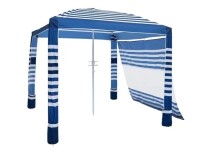 VEVOR - Beach Cabana, 8 x 8 ft Beach Canopy with Side Wall, UPF 50+ Protection Easy Setup Cabana Tent with Sand Pockets - Dark blue and white striped $199