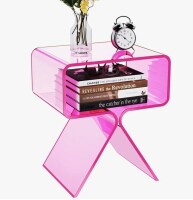 Orren Ellis Betzabet Acrylic Side Table, Bedside Table Nightstand New In Box $299