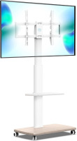 FITUEYES Universal Mobile TV Stand, Rolling TV Cart for 32-70 inch Flat Curved Screen TVs up to 88lbs, Floor TV Stand Trolley with Adjustable Height for Home Office, Max VESA 600x400 (White) New in Box $299