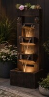 Millwood Pines Antipas Hand Crafted Weather Resistant Floor Fountain with Light New In Box $399