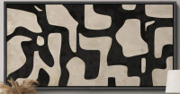 IDEA4WALL Mid Century Shape Abstract Contours, Black And White Beige Artwork, Retro Bedroom Home Decor, Extra Large Framed Canvas Print Wall Art, New in Box $299