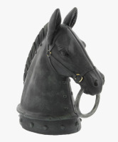 Charlton Home&reg; Lula Polystone Antique Style Head Horse Decorative Sculpture with Hitching Post and Gold Accents New In Box $99