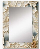 Bungalow Rose Zabir Beige Frosty Drift Experience - marble Decorative Mirror, Modern Wall Mirror, Printed Metal Art, 32" x 24" New In Box $299