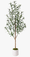 Primrue 5ft Artificial Olive Tree in Modern White Pot - Faux Potted Plant with Realistic Fruits & Dense Foliage for Scandi-Minimalist Home, Office & Apartment Decor New In Box $199