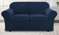 Mercer41 Soft Velvet Plush 3 Piece Stretch Loveseat Sofa Slipcover for 2 Cushion Couch Machine Washable $99