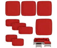 WNP 9-Piece 25.6 in. Outdoor Patio Replacement Slip Covers for 4-Seater Furniture Cushion Red (Covers Only) New In Box $299