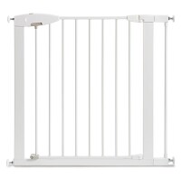 Munchkin Easy Close Pressure Mounted Baby Gate for Stairs, Hallways and Doors, Walk Through with Door, 29" Tall and 29.5" - 35" Wide, Includes (1) 2.75" Extension, Metal, White / Munchkin&reg; Loft Hardware Mounted Baby Gate for Stairs, Hallways and Doors, Ex