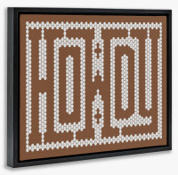 Ophelia & Co. Mosaic Style Howdy in Framed Floater Canvas Wall Art, design by Lettered and Lined, 25" H x 31" W New In Box $299