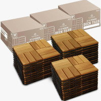 Tranquillo Acacia Wood Interlocking Deck Tiles &ndash; 30-Pack | Weather & Slip-Resistant, Easy-Install Indoor And Outdoor Patio Flooring New In Box $299