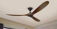 IVy Bronx 70" 3-Blade Large Indoor Solid Wood Ceiling Fan With Remote Control New Open Box $399