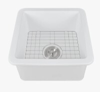 DeerValley Square Fireclay 18" L x 18" W Undermount/Drop-In Kitchen Sink with Basket Strainer and Sink Grid New In Box $399
