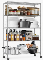 Rebrilliant Heavy Duty 5-Tier Storage Shelves, Tier Wire Shelving Unit With Wheels, Commercial Adjustable Metal Shelves For Storage, Garage Rack Pantry Shelves Kitchen Shelving $499
