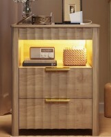 Hokku Designs 17.7'' W 2-Drawer Nightstand with LED Light and Charging Station New In Box $299