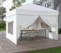 LumiParty 10' x 10' Pop-Up Canopy Tent with 4 Sidewalls, 3 Adjustable Heights, Outdoor Sun Shade with Sandbags and Carrying Bag for Camping and Events $399