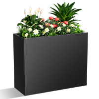 Latitude Run&reg; Metallic Heavy Long And Large Outdoor/indoor Planter, Rectangular Trough Planter Box, 40pounds Powder Coating Modern Commercial Residential For Patio, Deck, Yard, Garden, 24" H x 30" W x 12" D New In Box $199