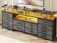 Ebern Designs 63" Large Tv Stand Dresser With 12 Drawers For 65/70 Inch Tv, Entertainment Center With Led Lights & Power Outlets & Tv Console For Bedroom New In Box $299