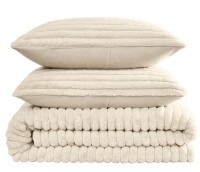 Frye Channel Faux Fur 3 Piece Comforter Set - King - Ivory $299