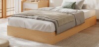 Ebern Designs Twin XL Wood Platform Bed Frame Without Headboard, Wood Slat Support No Box Spring Needed, Easy Assembly Minimalist New Shelf Pull $299