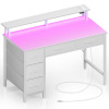 Inbox Zero Linze Computer Desk w/ Monitor Shelf, RGB LED Lights, USB Ports & Drawers New In Box $399