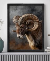 Charlton Home&reg; Black Framed Vintage Wild and resilient bighorn sheep Wall Art Retro Style Framed Prints, 37" H x 25" W $199