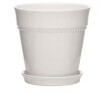Southern Patio 7.9 in. Ravanaey Small Glossy White Ceramic Planter (7.9 in. D x 7.9 in. H) With Drainage Hole and attached saucer New $79