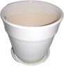 Southern Patio 7.9 in. Ravanaey Small Glossy White Ceramic Planter (7.9 in. D x 7.9 in. H) With Drainage Hole and attached saucer New $79 - 2