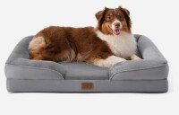 Bedsure Orthopedic Bolster Dog Sofa Bed with Removable Cover, Grey, Large $99