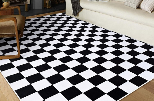 Charlton Home&reg; Fillender Plaid Area Rug Checkered Rug Washable Rugs For Living Room Carpet, 6' x 9' $199