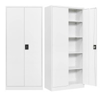 Fesbos L103 Metal Garage Storage Cabinet with 2 Doors and 4 Adjustable Shelves, 71 Inches Tall White Steel Locking Tool Cabinet New $299
