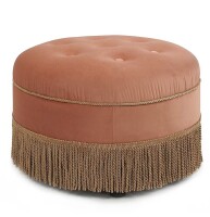 Jennifer Taylor Home Yolanda Midcentury Peach Orange Velvet Round Ottoman New in Box $299