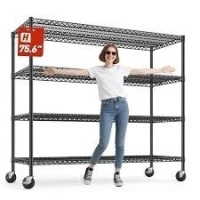 Reibii 60" W x 24" D Wire Storage Shelves, Rolling heavy duty shelves, Adjustable Metal Shelves Load 2878 lbs,Storage Shelves New in Box $399