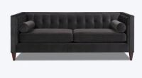 Ebern Designs Chelsea 77'' W Mid Century Upholstery Tufted Sofa in Black New in Box $899