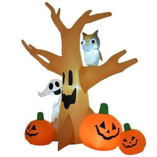 Outsunny 7.5' Tall Lighted Halloween Inflatables Outdoor Decorations Haunted Tree With Owl, Ghost, Pumpkins, Blow Up LED Yard Decor for Garden, Lawn, Party, Holiday, Waterproof New in Box $209