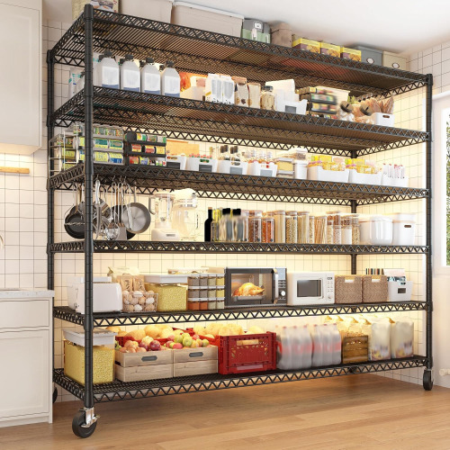 REIBII 82.6" H*60''W*17.7" D Steel Heavy Duty Wire Shelving with Wheels, 6-Tier Adjustable Storage Shelves 3598LBS Commercial Metal Shelves for Pantry, Garage, College Dorm School Industrial Shelving New in Box $399