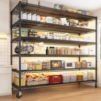 REIBII 82.6" H*60''W*17.7" D Steel Heavy Duty Wire Shelving with Wheels, 6-Tier Adjustable Storage Shelves 3598LBS Commercial Metal Shelves for Pantry, Garage, College Dorm School Industrial Shelving New in Box $399