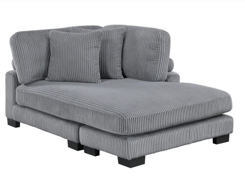 Homelegance Corduroy Reversible Chaise in Gray New in Box $1199