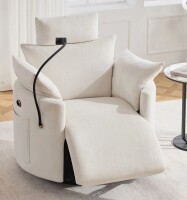 Ebern Designs 37'' Wide Power Recliner Rocker Chair With Phone Holder Usb Charging Port And Side Pockets, 210&deg; Swivel Glider Reclining Chair With Adjustable Backrest And Footrest New in Box $799