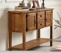 Latitude Run 46'' Solid Wood Sideboard Console Table with 2 Drawers and Cabinets and Bottom Shelf in Brown New in Box $699