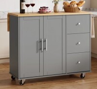 LArk Manor Arnola 39.7" W Kitchen Island Cart in Gray New in Box $399