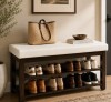 Ebern Designs 40" Solid Wood Shoe Bench with Cushion, 2-Tier Entryway Storage Bench New in Box $399